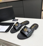 CHANEL MULES NAVY BLUE SHINY CALFSKIN