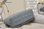 DIOR LARGE CARO BAG 28 GRAY SUPPLE CANNAGE CALFSKIN