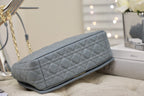 DIOR LARGE CARO BAG 28 GRAY SUPPLE CANNAGE CALFSKIN
