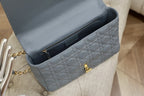 DIOR LARGE CARO BAG 28 GRAY SUPPLE CANNAGE CALFSKIN