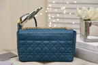 DIOR LARGE CARO BAG 28 DEEP OCEAN BLUE SUPPLE CANNAGE CALFSKIN