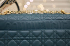 DIOR LARGE CARO BAG 28 DEEP OCEAN BLUE SUPPLE CANNAGE CALFSKIN
