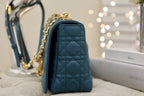 DIOR LARGE CARO BAG 28 DEEP OCEAN BLUE SUPPLE CANNAGE CALFSKIN