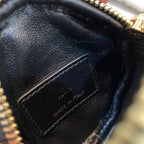DIOR DETACHABLE CARO ROUND COIN PURSE BLACK CANNAGE CALFSKIN