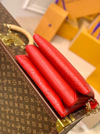 LOUIS VUITTON COUSSIN PM 27 RED MONOGRAM EMBOSSED PUFFY LAMBSKIN