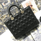 DIOR LARGE LADY BAG 32CM BLACK CANNAGE LAMBSKIN