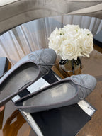 CHANEL BALLET FLATS GREY GRAINED CALFSKIN