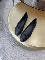 CHANEL BALLET FLATS BLACK GRAINED CALFSKIN