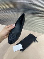 CHANEL BALLET FLATS BLACK GRAINED CALFSKIN