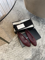 CHANEL BALLET FLATS BURGUNDY GRAINED CALFSKIN