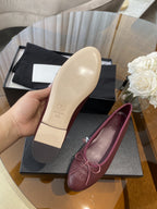 CHANEL BALLET FLATS BURGUNDY GRAINED CALFSKIN