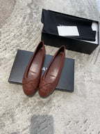 CHANEL BALLET FLATS BURGUNDY LAMBSKIN