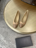 CHANEL BALLET FLATS BEIGE BROWN LAMBSKIN