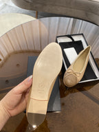 CHANEL BALLET FLATS BEIGE BROWN LAMBSKIN