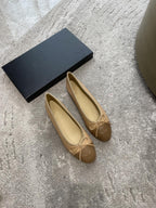 CHANEL BALLET FLATS BEIGE BROWN LAMBSKIN