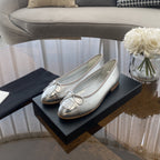CHANEL BALLET FLATS SILVER LAMBSKIN