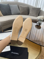 CHANEL BALLET FLATS SILVER LAMBSKIN