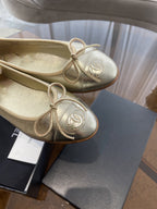 CHANEL BALLET FLATS LIGHT GOLD LAMBSKIN