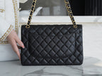 CHANEL FLAP BAG JUMBO 30CM GOLD HARDWARE BLACK CAVIAR