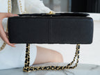 CHANEL FLAP BAG JUMBO 30CM GOLD HARDWARE BLACK CAVIAR