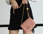 CHANEL FLAP BAG 17CM BABY PINK LAMBSKIN GOLD HARDWARE