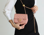 CHANEL FLAP BAG 17CM BABY PINK LAMBSKIN GOLD HARDWARE