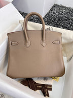 HERMES BIRKIN 25CM BROWN TOGO LEATHER SILVER HARDWARE