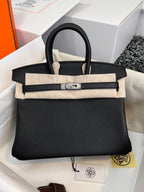 HERMES BIRKIN 25CM BLACK TOGO LEATHER SILVER HARDWARE