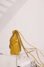 CHANEL HOBO BAG 22 YELLOW LAMBSKIN GOLD HARDWARE