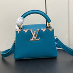 LOUIS VUITTON CAPUCINES MINI 21 BLUE TAURILLON GOLD  HARDWARE