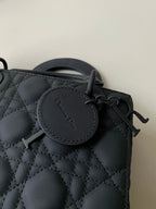 DIOR SMALL LADY 20 MY ABC ALL BLACK LAMBSKIN