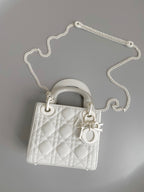 DIOR MINI LADY 17 MY ABC WHITE LAMBSKIN