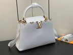 LOUIS VUITTON CAPUCINES MM 31 WHITE TAURILLON GOLD HARDWARE