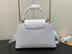 LOUIS VUITTON CAPUCINES MM 31 WHITE TAURILLON GOLD HARDWARE
