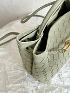 BOTTEGA VENETA SMALL ANDIAMO 25CM LIGHT GREEN LAMBSKIN