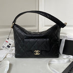 CHANEL HOBO 28CM BLACK LAMBSKIN GOLD HARDWARE