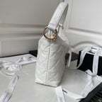 CHANEL HOBO 28CM WHITE LAMBSKIN GOLD HARDWARE