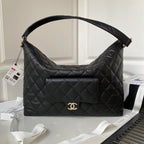 CHANEL LARGE HOBO 37CM BLACK LAMBSKIN GOLD HARDWARE