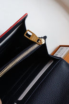 LOUIS VUITTON LV SARAH WALLET MONOGRAM EMPREINTE LEATHER 19CM BLACK RED