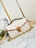 LOUIS VUITTON POCHETTE METIS 21.5 WHITE BROWN MONOGRAM CANVAS