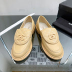 CHANEL Moasins Beige Quilted Calfskin