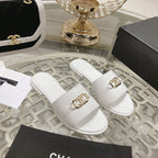 CHANEL Mules White Shiny Calfskin