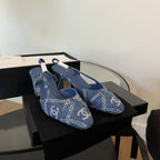 CHANEL high slingbacks blue denim