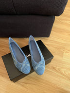 CHANEL ballet flats light blue denim