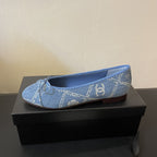 CHANEL ballet flats light blue denim