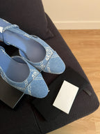CHANEL high slingbacks light blue denim