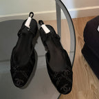 CHANEL slingbacks black denim