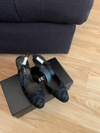 CHANEL high slingbacks black denim