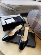 CHANEL slingbacks black quilted calfskin