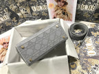 DIOR MEDIUM LADY D-LITE 24 GRAY CANNAGE EMBROIDERY